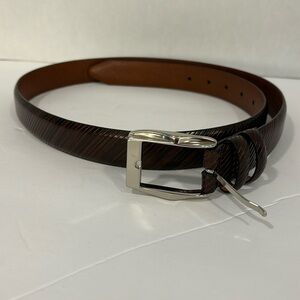 Johnston & Murphy Calfskin Leather Belt w/Silver Buckle Size 38
